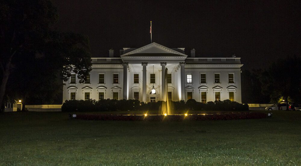 White house at night