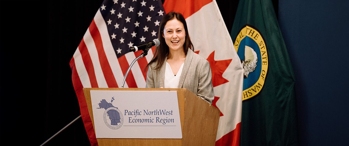 Sam Hrdlicka, from RH Strategic, speaking at the 2025 PNWER Summit